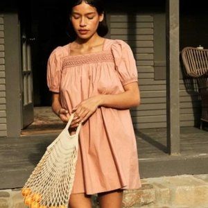 SHOP DOEN - Earhart Dress - Petal Pink - Size Small - Puff Sleeve Mini